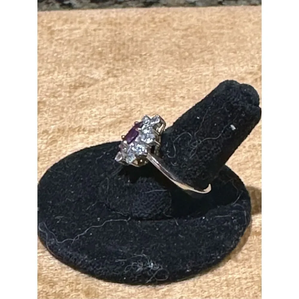 Beautiful faux amythyst and diamond ring
